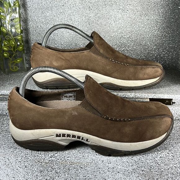 Merrell Primo Seam Moc DK Taupe Shoes Leather Suede Size 9 - Picture 2 of 8